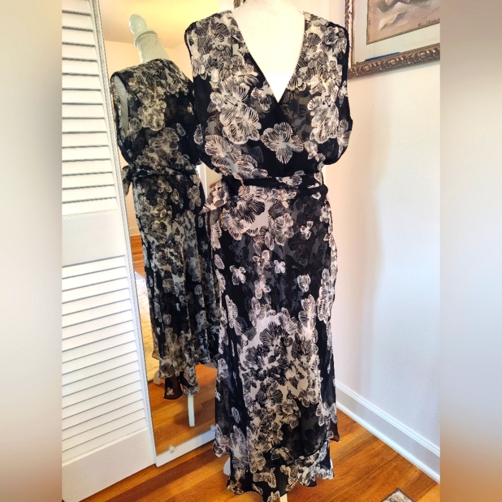 100% silk wrap floral dress